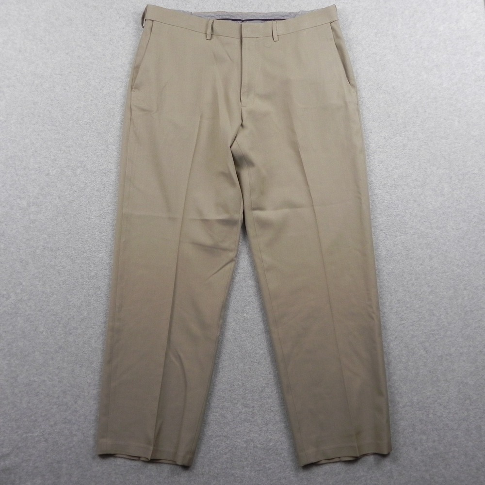Haggar Pants Mens 36x29 Classic Fit Premium Stretch Dress Suit Flat Front Beige
